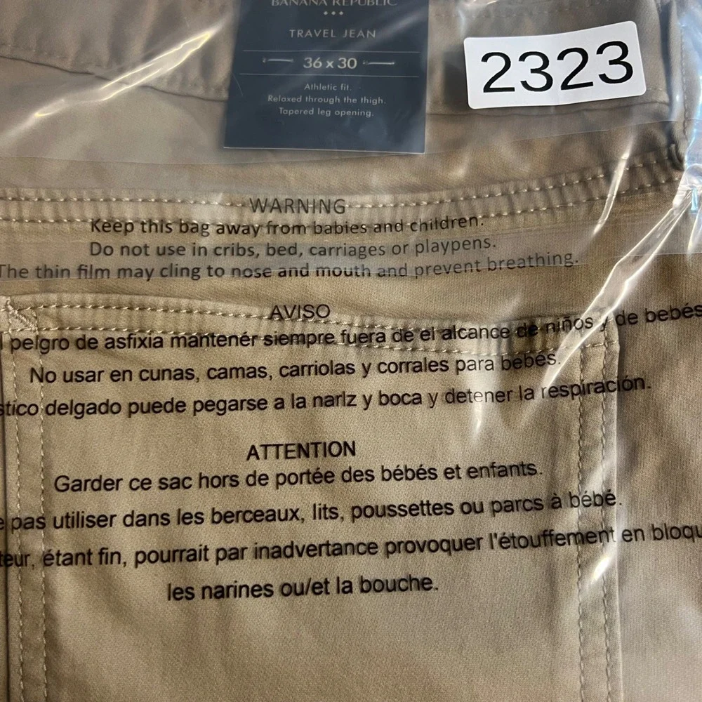 Banana Republic Travel Jean Mens 36x30 Athletic Fit Khaki Tan Pants 599223-00-1